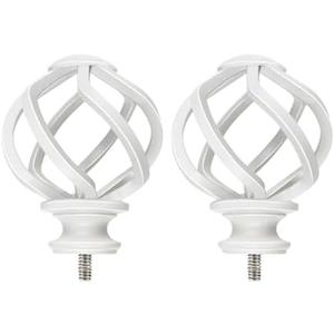 KAMANINA Replacement Finials for 1 or 7/8 Inch Curtain rods, Twisted Cage, M6 Screw Rod Ends, Ivory White, 4pcs