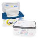 2Pcs Baby Wipes Dispenser, Diaper Wipe Holder with Lid, Refillable Wipes Case Container with Sealing Design, Flushable Wipes Pouch Case Storage Box for Bathroom, Keeps Wipes Fresh Easy Open & Close (BLue + Grey)