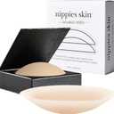 Nippies Nipple Cover - Sticky On Two Sides Adhesive Silicone Reusable Nipple Pasties for Women with Travel Box (Crme)