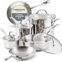 Farberware Millennium Stainless Steel Pots and Pans Set, 10-Piece, Silver