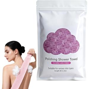 Truerelief Exfoliated Washcloth Towel 48",Deep and Gentle on Skin, Premium Scrub Wash Cloth,Durable & Easy to Hang,for All Skin Types (Pink)