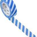 PATIKIL Washi Tape 0.59 Inch x 10.93 Yards, 3 Roll Self Adhesive Horizontal Stripes Pattern Masking Sticker for DIY Art Craft Wrapping Decoration, Light Blue