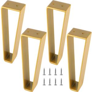 Osring 12 Inch Trapezoid Furniture Legs 4pcs, Solid Steel Furniture Hairpin Leg for Side Table, TV Stand and Cabinet, Gold