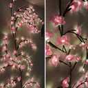 Cherry Blossom Vine Lights with Remote, 4FT 48 LED Pink Flower Willow Vine Lights for Bedroom Wall Decor, Fairy Tree Light with 8 Modes & Timer, Romantic Lighted Branch for Home, Wedding, Christmas