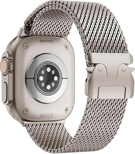 Mycvlleon Milanese Mesh Loop for Apple Watch Band Men Apple Watch Ultra 3/2/1 44 mm 45 mm 46mm 49mm Ser Women,Stainless Steel Parachute-style Buckle for iWatch Ultra 2 Series 11 10 9 8 7 6 SE 5 4 3
