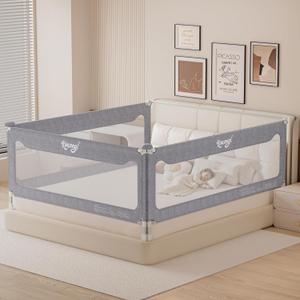 Bed Rail for Toddlers, 3 Pieces California King Size Toddler Bed Rails with 3X U-Shape Base, 10-Key Safety Protection Bed Rail for Kids, Height Adjustable Baby Bed Rail Guard, 72x84x84 in