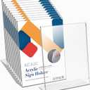 Relx Acrylic Sign Holder 8.5 x 11, Slant Back Acrylic Display Stand, Clear Frames Plastic Sign Holder for Store, Restaurant (12 Pack)