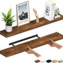 Ballucci Floating Shelves for Wall, 48" Wood Wall Shelf Set of 2, with Invisible Brackets for Bathroom, Living Room, Bedroom, Kitchen, Nursery, 8" Deep, Rustic Brown, 48" - 2 Pieces