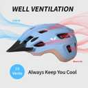 Bike Helmet for Adults, Lightweight Mountain Bicycle Helmet with USB Rechargeable LED Rear Light, Removable Sun Visor for Women, Men, Suitable for Cycling and Commuting, Large