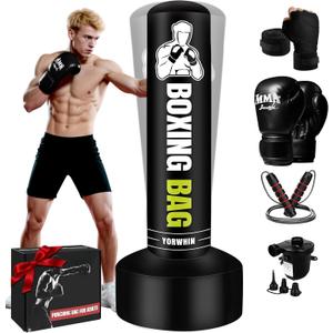 Freestanding Punching Bag for Adults Teens, 70'' Heavy Boxing Bag with Stand with Gloves, Pump and Jump Rope, Women Men Standing Kickboxing Bag for MMA Training Muay Thai Fitness Karate Home Gym