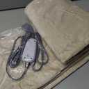 Sealy Electric Blanket Heated Throw, Soft Flannel Heated Blanket with 6 Heating Settings & 2-10 Hours Auto Shut Off, Fast Heating & Machine Washable, 50x60 Inch, Beige