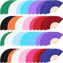 MCEAST 50 Pieces Silk Folding Fan with Bamboo Frames, Handheld Fan Folding Hand Fan Foldable Fan for Wedding Gifts, Party Favors, Home Decoration, Multicolor