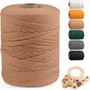 Macrame Cotton Cord 3mm x 547yds, ZUEXT Natural Handmade Brick Red Cords 4 Strands Knitted Rope String for Craft Wall Hanging Weaving Tapestry Dream Catchers Hanger DIY Gift (500m)