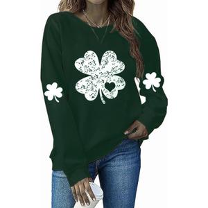 Yimoya St Patricks Day Sweatshirt Women Lucky St Patty Day Shirt Long Sleeve St Patricks Graphic Tops (Small, 3-green)