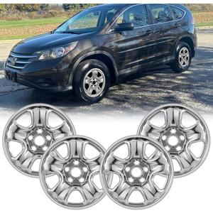 16" Chrome Wheel Skins (Set of 4) for 2012-2016 Honda CR-V, 16 inches ABS Wheel Covers Compatible with 12-16 CR-V Steel Wheels- Auto Tire Replacement Cap Cover 42700-T1W-A01