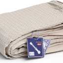 YnM Cotton Waffle Weave 3-Side Zipper Duvet Cover for Weighted Blankets | Easy on, Easy Off Oatmeal, 88"x104"