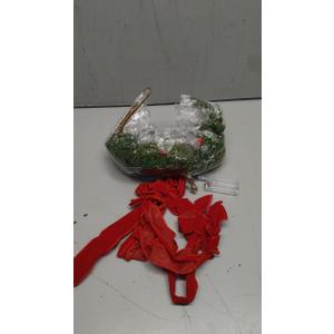 2 Pack Pine Cypress Garland with Bow Pine Cones Berry for Xmas Front Door Outdoor Holiday Decor