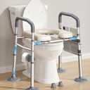 Raised Toilet Seat with Handles, Width & Height Adjustable Toilet Seat Risers for Seniors, Heavy Duty 400lbs Elevated Toilet Seat for Elderly, Pregnant, Handicap, Fit Any Toilet (White)