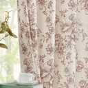 jinchan Linen Blend Curtains Floral Curtains for Living Room 84 Inch Length Brick Red Printed Curtain Rod Pocket Back Tab Farmhouse Peony Flower Patterned Drapes Bedroom Window Curtain Set 2 Panels