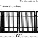 Urnporium Pet Dog Gate Freestanding, Strong Durable Folding Wooden Fence, Portable Acacia Hardwood Safety Barrier for Indoor & Outdoor Use (Black Pet Gate, 6 Panel 24" Tall)