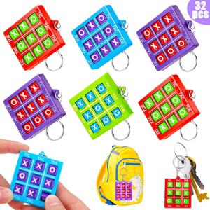 32Pcs Tic Tac Toe Keychains Game, Birthday Party Favors Easter Goodie Bags Stuffers for Kids 3-5 4-8 8-12, Small Treasure Box Classroom Carnival Prizes Easter Basket Egg Filler Student Gifts Girl Boy