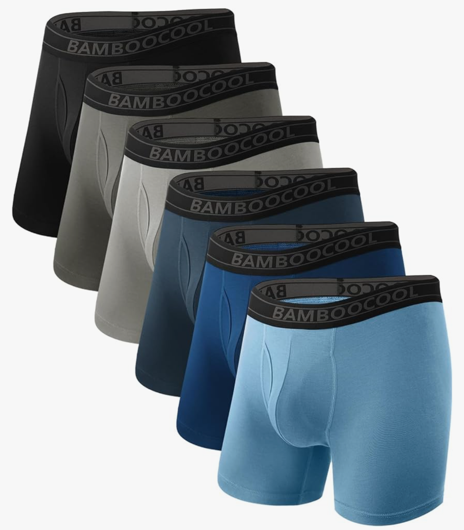 BAMBOO COOL Breathable Men's Underwear Modern Multipack Comfortsoft Moisture-Wicking Boxer Briefs 6 Pack
 L