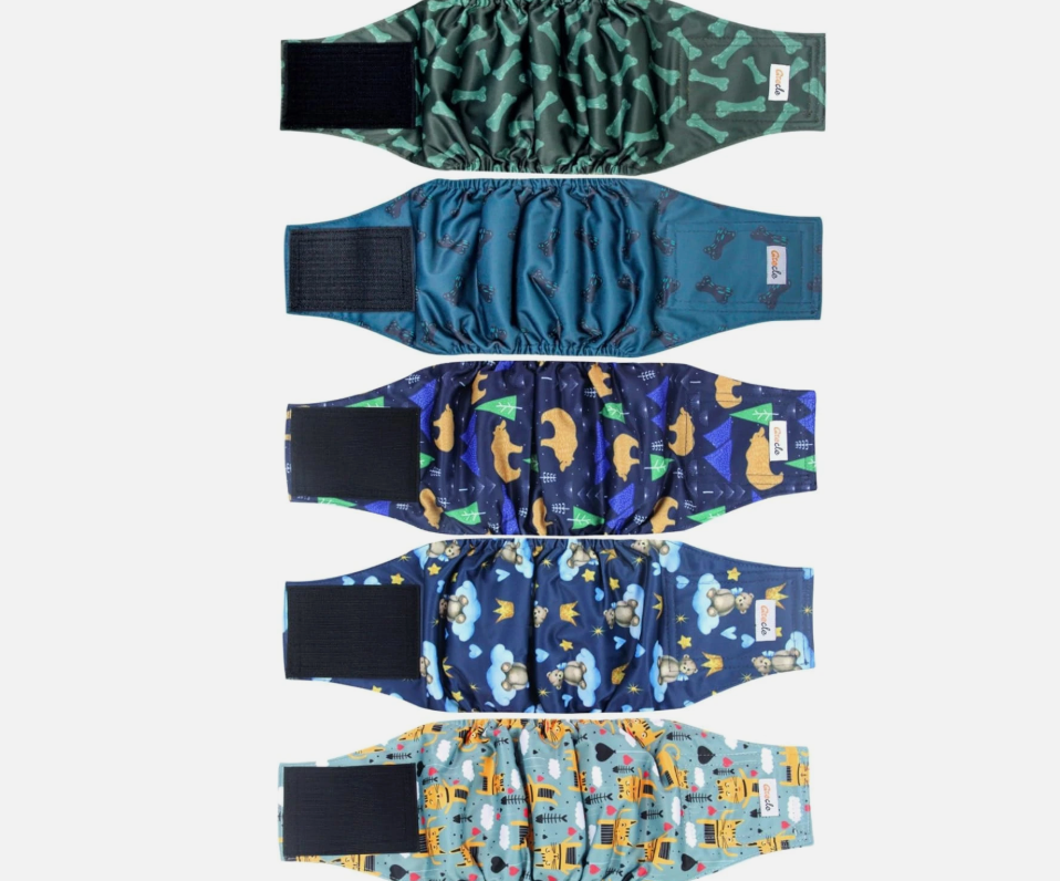 5 Pack Dog Diapers Male, Premium Belly Bands for Male Dogs, High Absorbing Male Dog Pee Wraps for Doggie in Incontinence or Excitable Urination and Training S