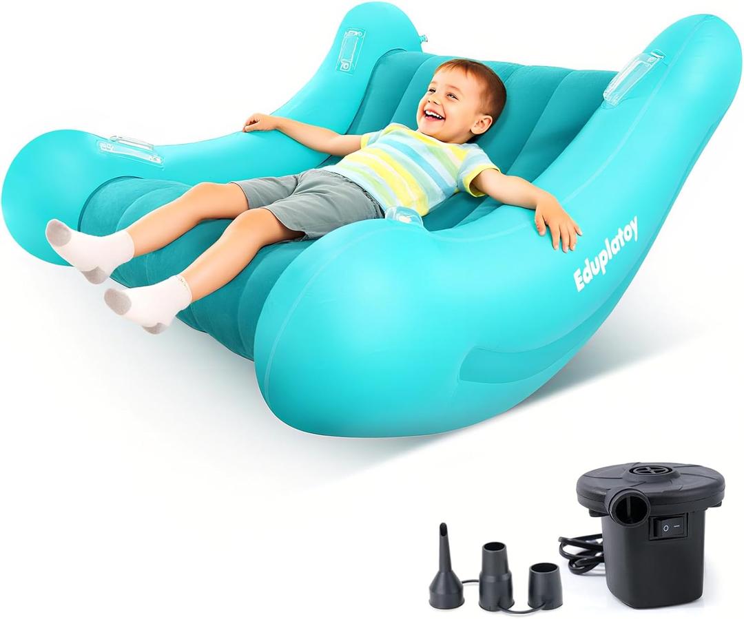 lnflatable Couch Rocking Chair for Kids: Sensory Chair for Autistic ADHD Child - Soft Comfy Rocker Chairs Indoor Playroom Outdoor - Sensory Room Must Have Toys Includes Electric Air Pump