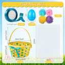 Hungdao Easter Bamboo Basket Sets Include Bulk Wiker Woven Basket with Handle,Raffia Grass Shred Paper,fillable Easter Eggs,Ribbon, Cellophane Bag for Kids Eggs Hunt Game Picnic Party Favors(12 Pack)