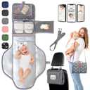 Portable Changing Pad for Baby Shower Gifts & New Mom Gifts, Travel Diaper Changing Pad for Newborn, Large Waterproof Baby Changing Mat, Foldable & Detachable Diaper Changing Station by Pillani (Grey Pattern)