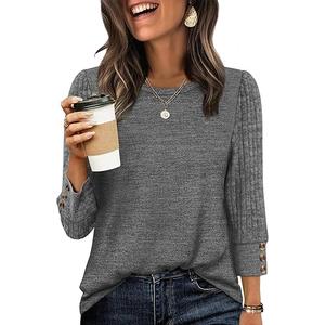 WIHOLL Long Sleeve Shirts for Women Lightweight Sweaters 3/4 Length Sleeve Fall Outfits 2025 Winter Clothing Dressy Casual