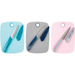 Culinary Elements Cutting Board and Pairing Knife Set Knife:8in Board:8in x6in Blue