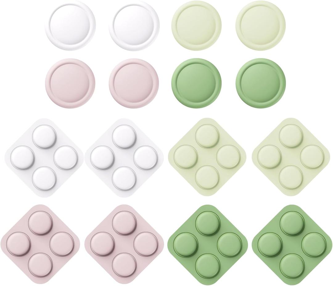 PlayVital Button Caps + Thumb Grip Set for Nintendo Switch 2, 8 Silicone Colorful ABXY Directional Button Covers & 4 Joystick Caps for Joycon - White & Pink & Antique Yellow & Matcha Green