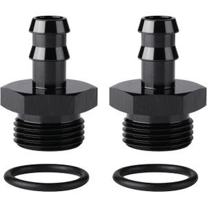 12AN -12 ORB Male to 1/2 Hose Barb Straight Fitting Adapter Aluminum Black 2PCS