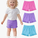 3 Pack Baby Girls Ruffle Shorts Toddler Cotton Dance Shorts Soft Summer Clothes Size 3T Rose Red+purple+blue