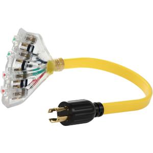 ACKING 30 Amp NEMA L14-30/Four 5-20R Generator Locking Cord, 4-Prong 10 Gauge Cord to Household Cable,Generator Adapter, 125/250V 30 Amp 7500 Watts UL Listed, 1.5FT