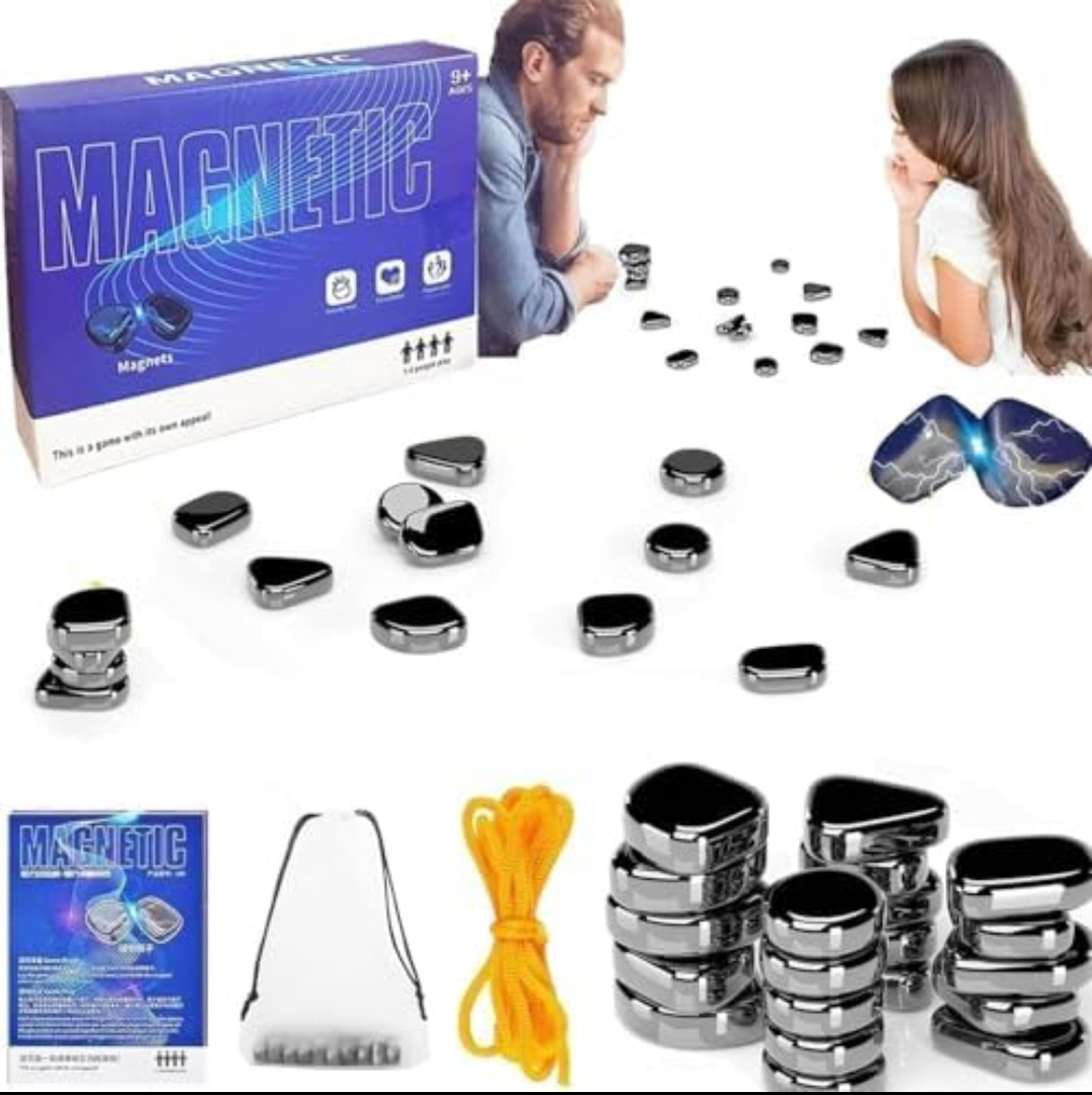 TJYAEKLTD Magnetic Chess Game, Multiplayer Strategy Game with Stones, Party Travel Desktop Magnetic Game for Children and Adults, Puzzle Strategy Games, 2 Pack