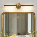2026 Upgrade Black and Gold Vanity Light, 18W Brighter 24" Gold Bathroom Light Fixtures Linear Modern LED Bathroom Lights Vanity Lighting Fixtures Over Mirror Light Bar, 360 Rotable 4000K CRI 90+