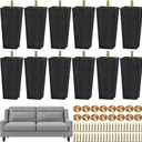 TURSTIN 12 Pieces 5.7" Plastic Furniture Legs Replacement Couch Legs Square Tapered Sofa Leg Mid-Century Modern Furniture Feet for Armchairs Couch Bed Coffee Table Dresser