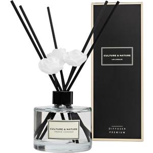 CULTURE & NATURE Reed Diffuser Set 6.7oz (200ml) French Lavender Scented Diffuser with Sticks Home Fragrance Reed Diffuser for Bathroom Shelf Decor