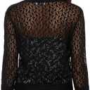 Women's Open Front Bolero Shrug Lightweight Knit Hollow Out Cropped Cardigan (XL)