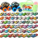 Toy Cars for Kids Ages 4-8, 56Pcs Monster Truck Toys Pull Back Cars with Storage Box, Race Cars Party Favors for Toddler Toys Pinata Goodie Bag Stuffers Christmas Treasure Box Classroom Prizes