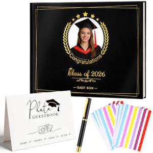 2026 Graduation Guest Book with Photo Signature Memory Book for Graduation Party, Autograph Signing Book for High School & College Graduates, Keepsake Guestbook to Sign with Personal Messages