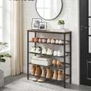 VASAGLE Shoe Rack for Entryway, 5-Tier Shoe Rack Organizer with Storage Shelves and Spacious Top, Freestanding, Adjustable, Industrial, Rustic Brown and Ink Black ULBS038B01