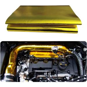 12'' X 48'' Gold Adhesive Heat Shield ReflectiveTape Wrap Roll Compatible Thermal Barrier Adhesive Backed Heat Sleeve Up To 2000 Degrees Fahrenheit with Car Intake Pipe, Engine Bay etc.