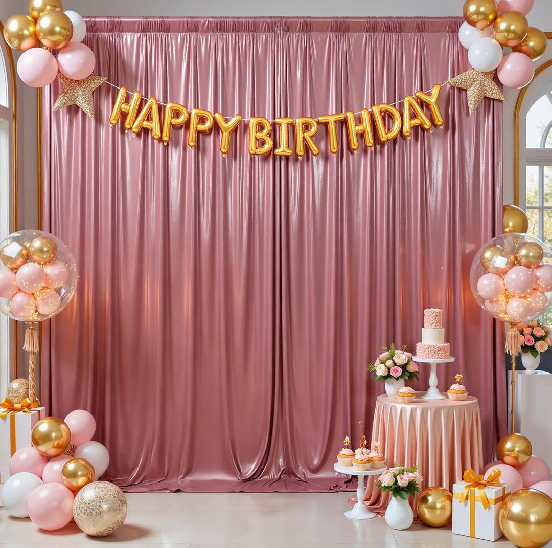 10ftx10ft Rose Gold Sequin Backdrop Curtain for Parties, Wrinkle Free Thick Glitter Sparkle Photo Backdrop Drapes 2 Panels 5x10FT Shimmer Back Drop Cloth for Wedding Birthday Photography Background