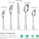40 Piece Silverware Set, Stainless Steel Flatware Cutlery Set Service for 8, Mirror Polished Tableware Eating Utensils Set for Home Kitchen, Include Knife Fork Spoon Set, Dishwasher Safe