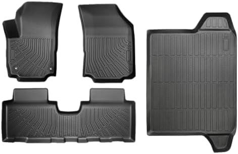 Floor Mats for GMC Terrain & Chevy Equinox 2018-2024 (Excludes EV) - Custom Fit All-Weather TPE Floor Liners - Full Set (1st & 2nd Row + Cargo Mat) - Non-Slip & Easy to Clean Car Accessories Black