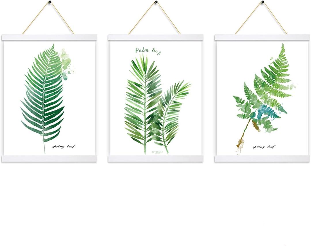 Magnetic Poster Hanger Frame In White 3 pack, 16x24, 16x20, 16x16, Poster Frame Wooden Magnetic Hanging Kit for Walls Map Canvas Artwork