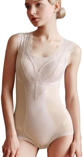 Rosemary Kiss Women's Shapewear Tummy Control Bodysuit Built-in Bra Ultra Firm Lace Corset Sleeveless Body Shaper L